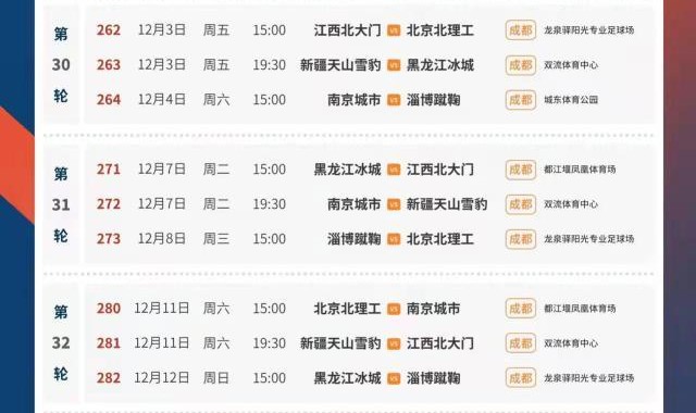 v站-中甲第四阶段赛程公布 成都赛区率先开战武汉延期